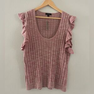 J. Crew Pink Ruffle Sleeve Knit Blouse